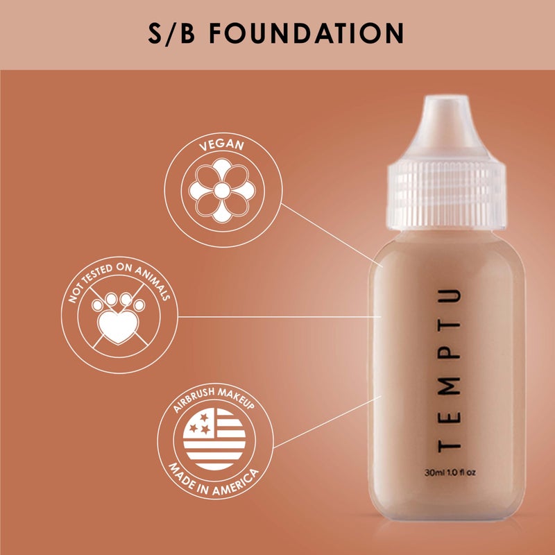 TEMPTU S/B Silicone-Based Airbrush Foundation: Professional Long-Wear Liquid Makeup, Sheer To Full Coverage For A Hydrated, Healthy-Looking Glow & Luminous, Dewy Finish On All Skin Types, 006 Toffee, 0.25 Fl Oz - Image 2